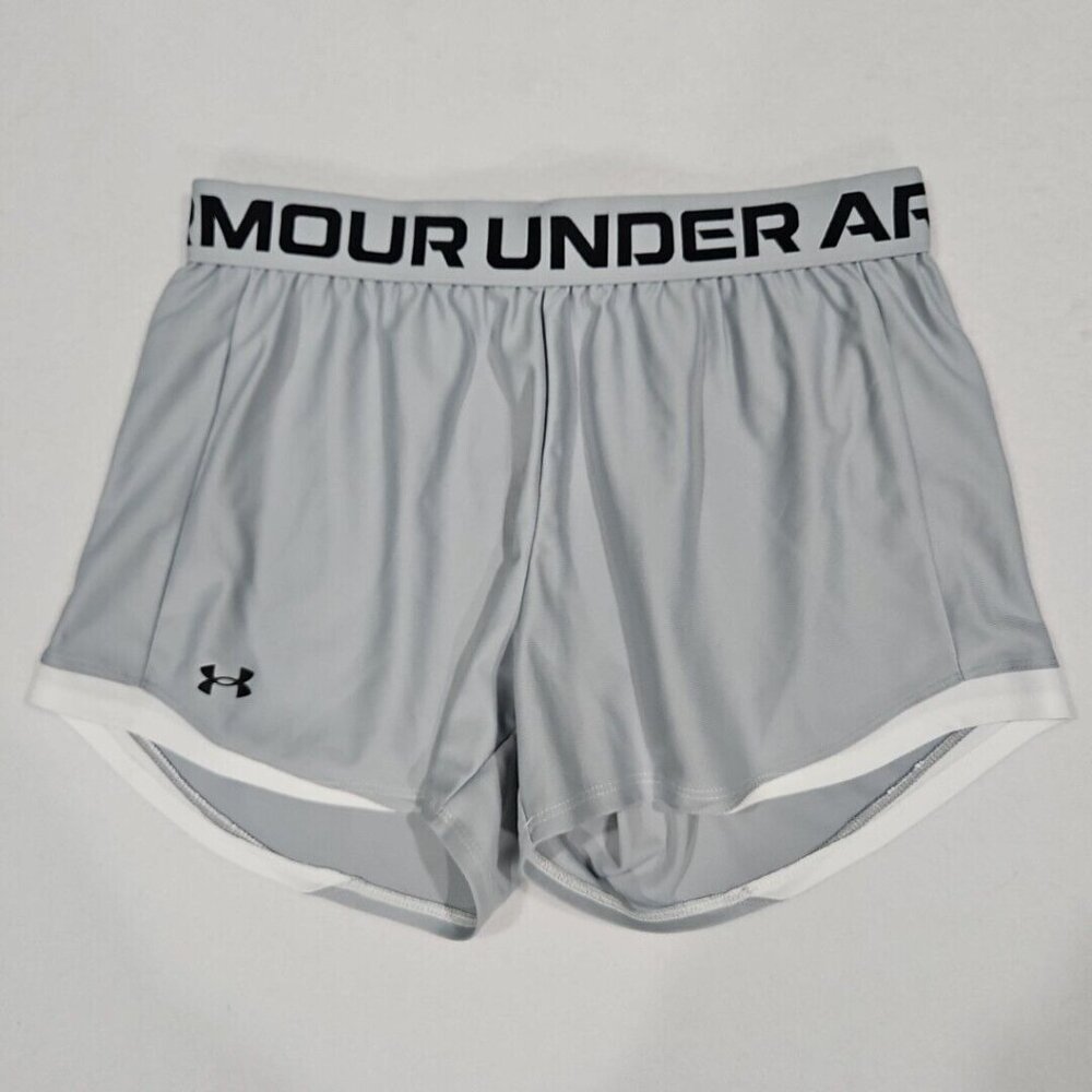 Under Armour Womens Small Gray White‎ Shorts Play Up 2.0 Running Athletic Loose